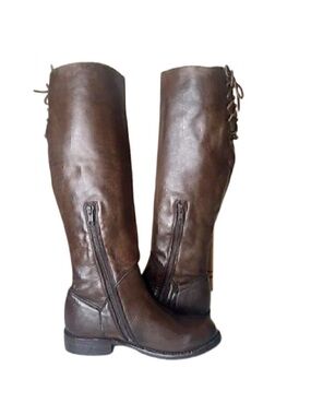BED STU Manchester Distressed Tall Leather Riding Boots Teak Brown Size 6